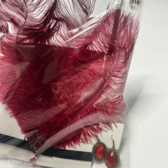 1920s Flapper Accessories Red Gatsby Costume Accessories Set #2516 - Picture 4 of 8